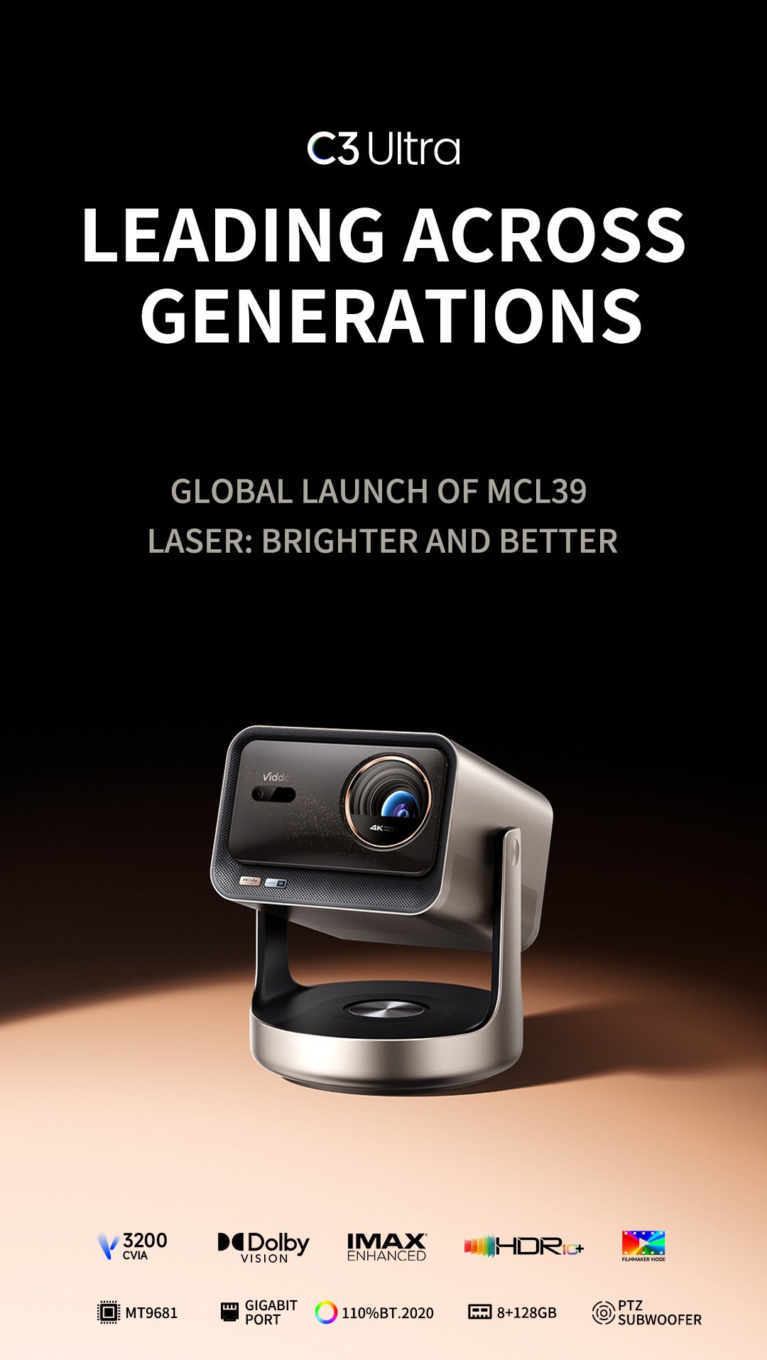 The newly released Vidda C3 ultra 4K Laser projector transcends generations.
 MB