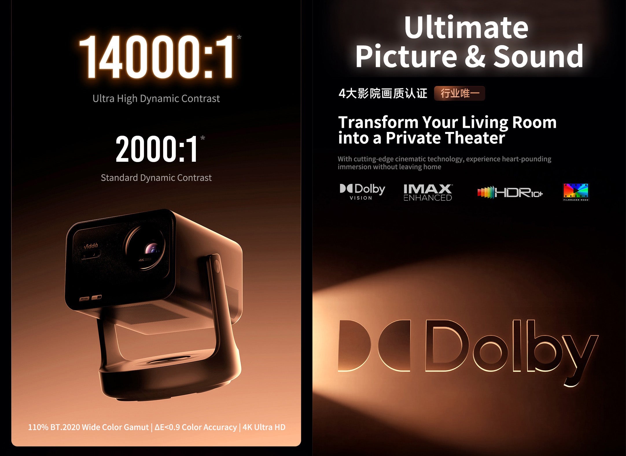 Vidda C3 ultra 4K Laser projector  14000:1 ,Ultimate Picture & Sound