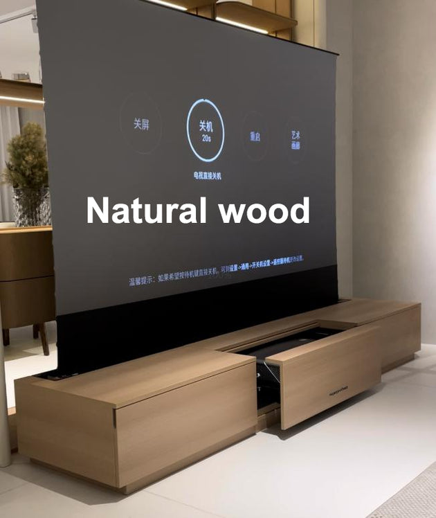 100/120inch NIKOHOME Berlin1 Masterpiece Series Lacquer-free Solid wood  Smart Laser TV Cabinet For UST Projector- Natural wood colour