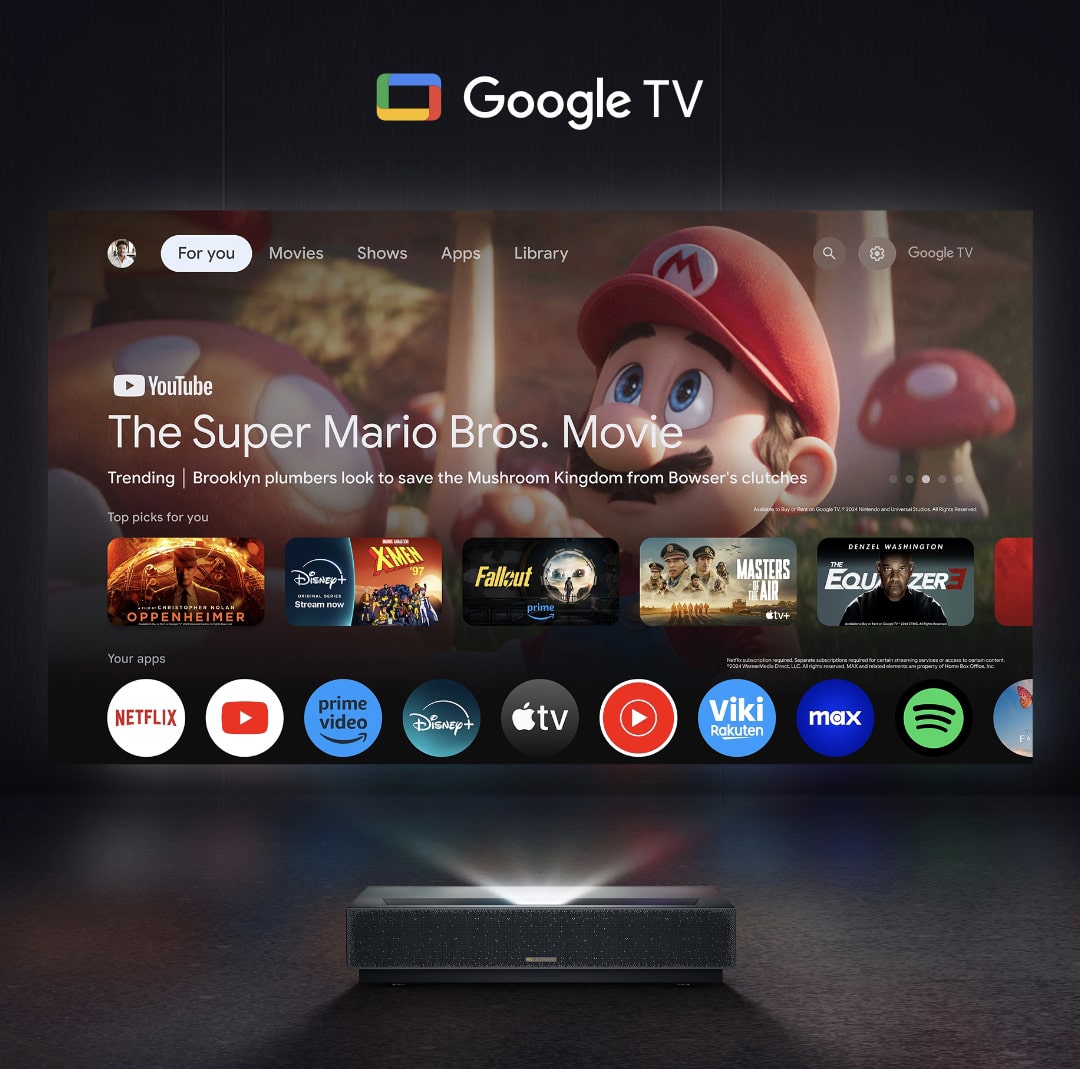 Formovie cinema edege UST projector Google TV ,Netflix ,youtube,prime video,Apple TV