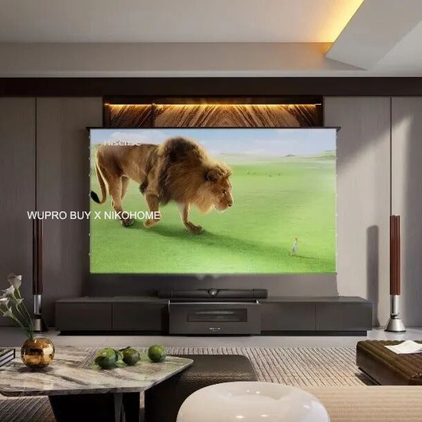 100/120inch NIKOHOME Berlin1 Masterpiece Series Lacquer-free Solid wood  Smart Laser TV Cabinet For UST Projector- black matte