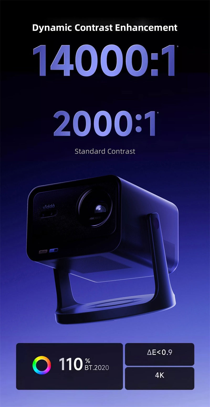 Vidda C3 Pro Tri-color 4K Laser Projector, Dynamic Contrast 14000:1, Standard Contrast 2000:1