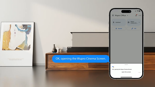 WUPRO Cinema LeApex Electric Floor-Rising Screen Supports Connection to Google Assistant, Alexa, and Tuya
