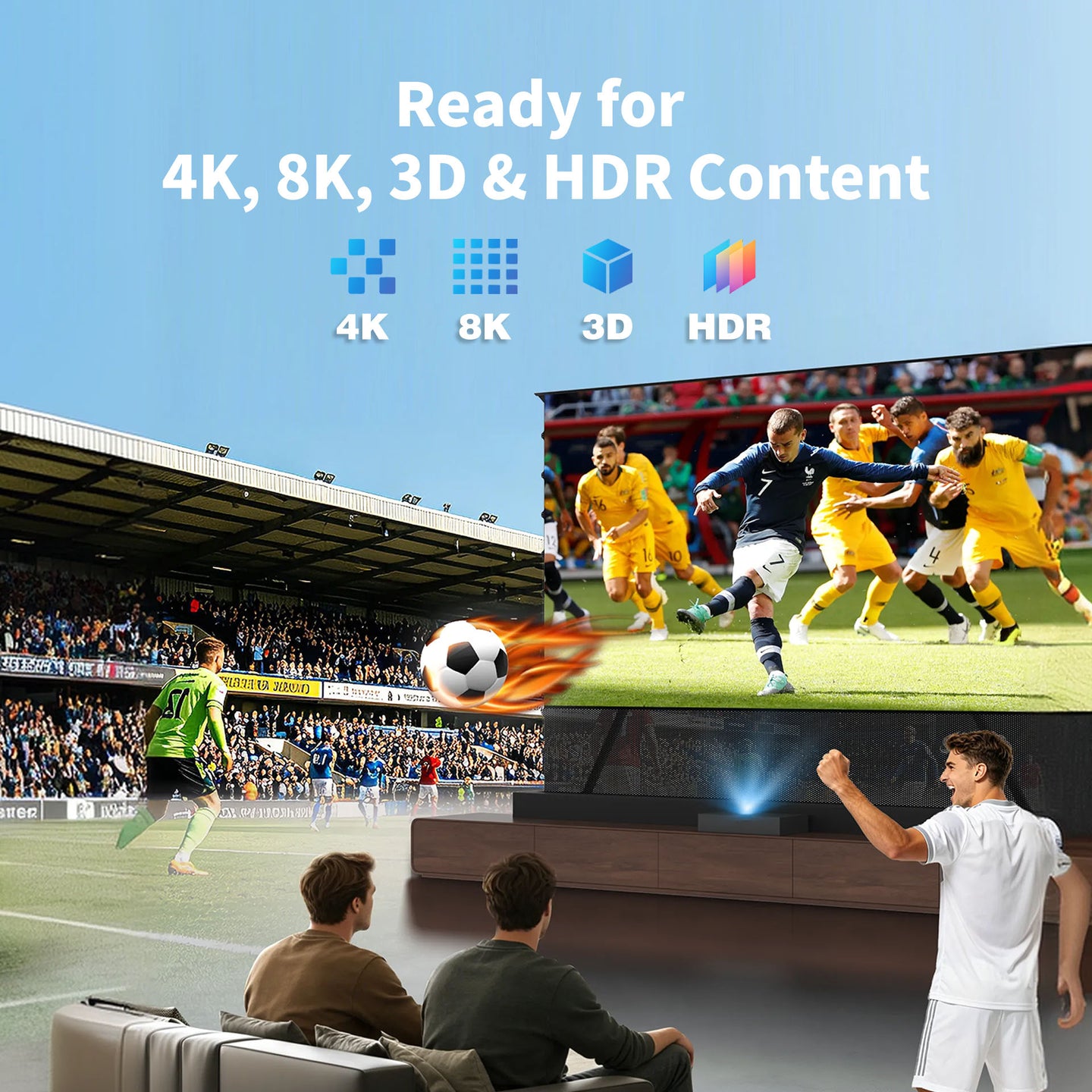 WUPRO LeApex CBSP CLR UST floor rising projector screen fully compatible with 4K, 8K, 3D, and HDR ultra HD home theater content