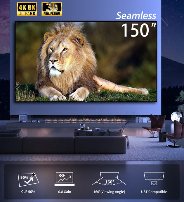 150inch Seamless WUPRO Cinema Gallery Evo Black Lenticular CLR Fixed Frame screen For UST Projectors 90% CLR,Gain 0.7